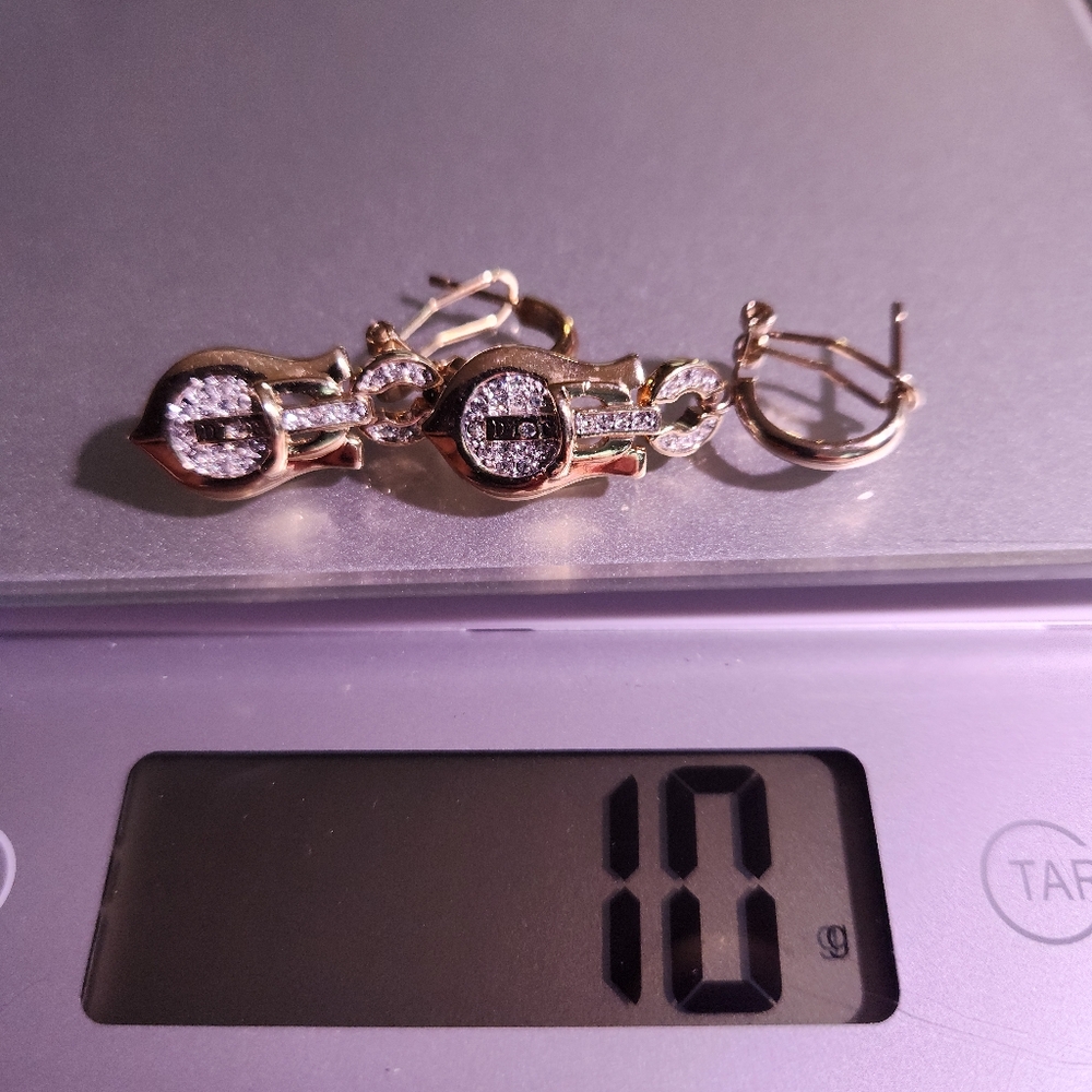 DIOR 🔥RARE🔥 Designed By John Galiano Gold Buckle design✨️ Pavé Earrings 🔥 - Picture 6 of 9